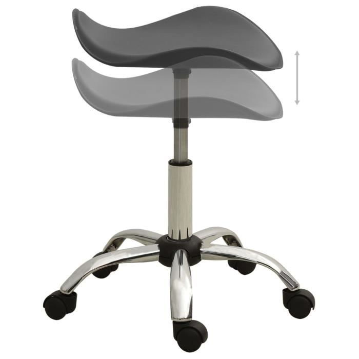 Salon and Spa Stool - VIDAXL - Grey Faux Leather - Height Adjustable - Swivel - Castors