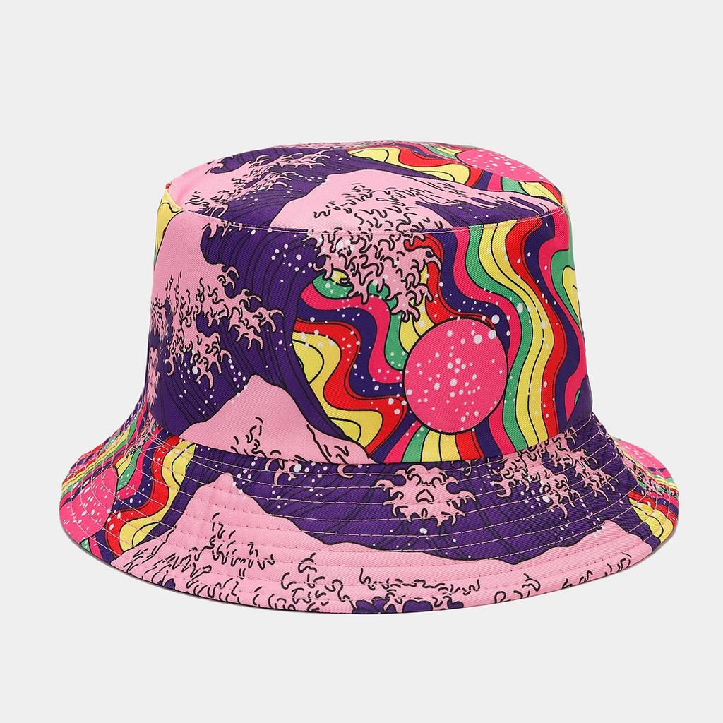 2027 NEW KJ Custom Printing Reversible Wide Brim Bucket Hat Unisex All Over Print Polyester Bucket Hat With Private Brand Label