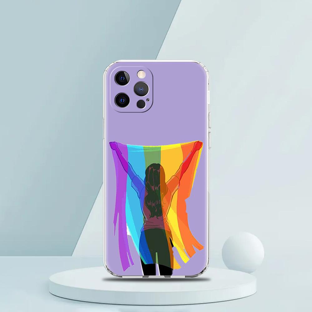 Gay Lesbian LGBT Rainbow Pride ART Phone Case for iPhone 16 15 14 13 12 Pro Max Transparent Soft for iPhone 11 Pro Max 7 8 Plus
