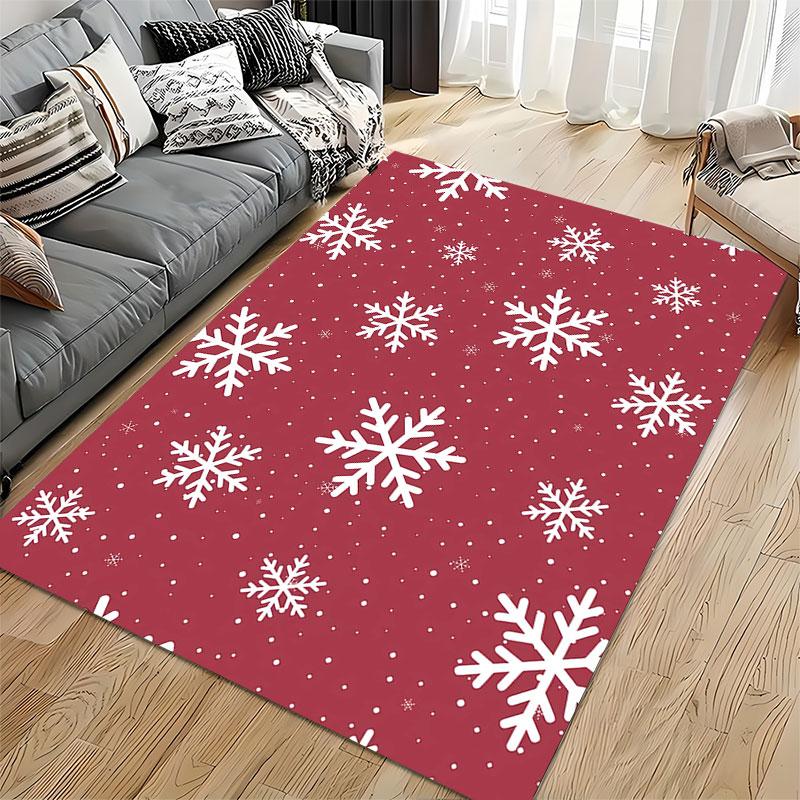 Red Carpet with White Snowflakes suitable as a non-slip mat for the living room or bedroom sofa