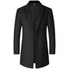 Winter Fashion Trench Coat Men's Medium and Long Casual Middle-aged Woolen Coat Trend Thickened Woolen Coat Smooth Hair Men's Clothing