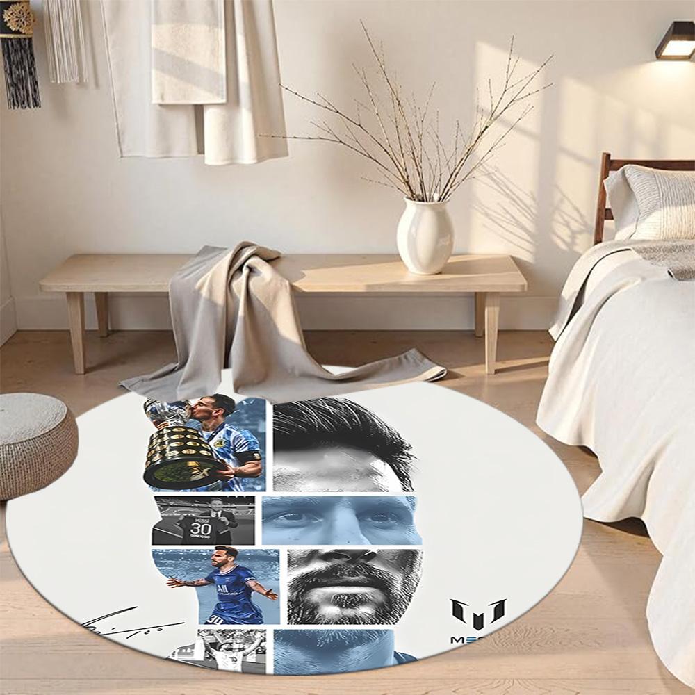 Messi Round Floor Rug Suitable for Playrooms Living Rooms Dining Room Game Room Anti-slip Round Rug Decorate Offices Perfect Gift for Women Men