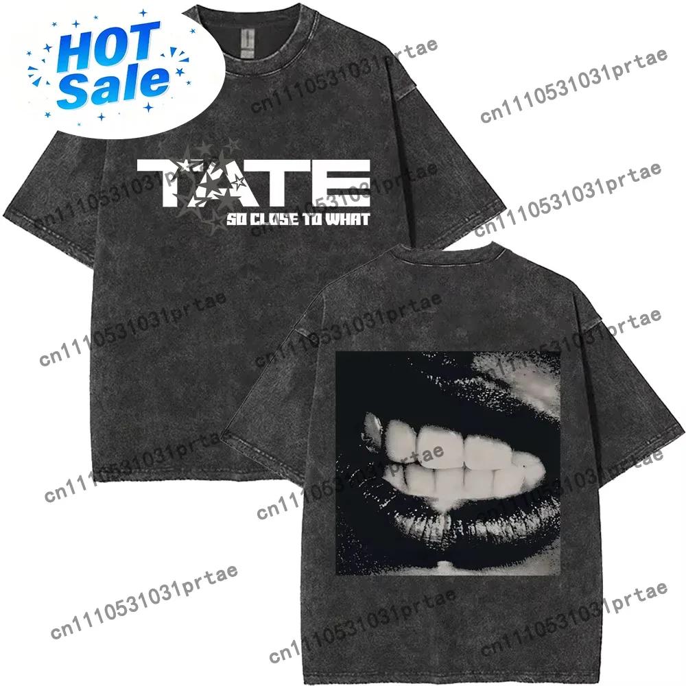 Washed Singer Tate Mcrae Album So Close To What Miss Possessive 2025 World Tour T Shirts Men's Women Fashion Oversized Black
