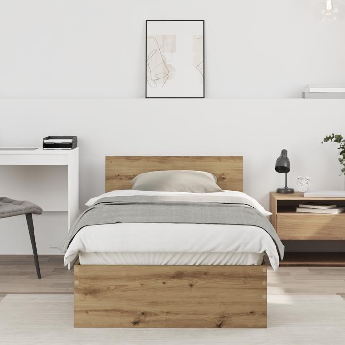 VidaXL Bed Frame Without Mattress with Artisan Oak Headboard 75x190 Cm 871661
