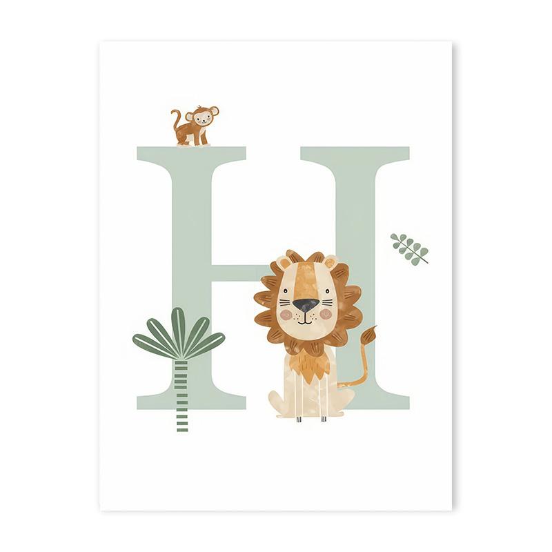Jungle Animals Canvas Poster Lion Zebra Elephant Canvas Print Painting Decor Kids Bedroom Wall Art Print Pictures Nursery Decor