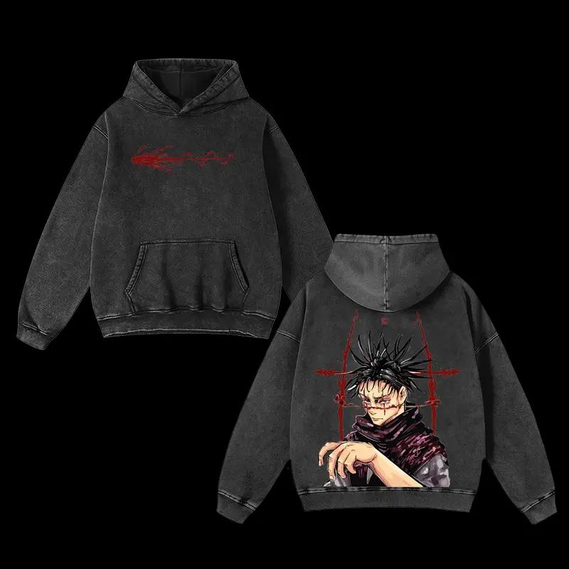 Чосо Магическая битва Аниме Графическое Худи Мужское Женское Винтажное Худи Выстиранный Хлопок Толстовка Харадзюку Уличная одежда Мужской Пуловер