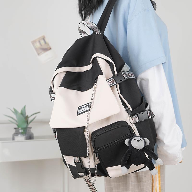 Large Capacity Ins Cool School Bag For Junior High School Boys Workwear Style Backpack For Girls Japanese Style