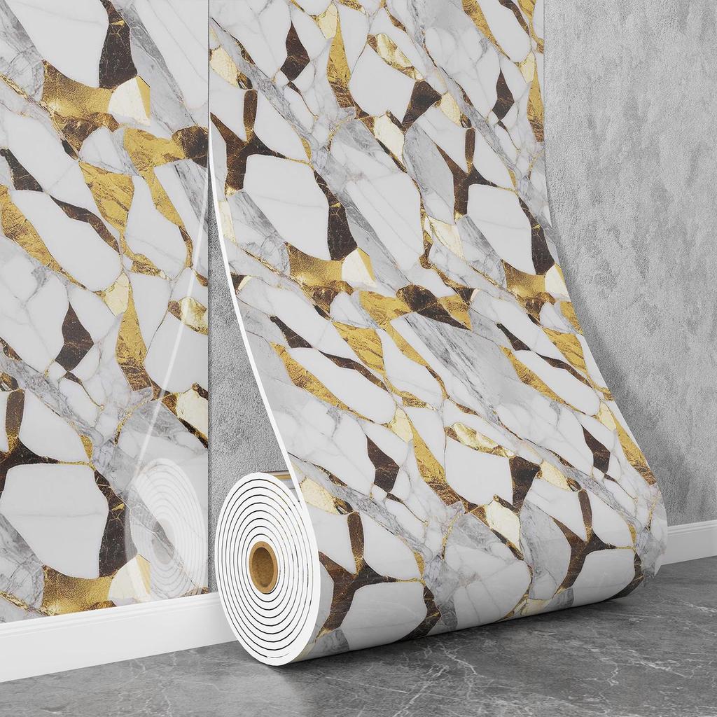 Самоклеящаяся водостойкая настенная наклейка под мрамор для ванной комнаты, гостиной, кухни и ТВ-зоны.