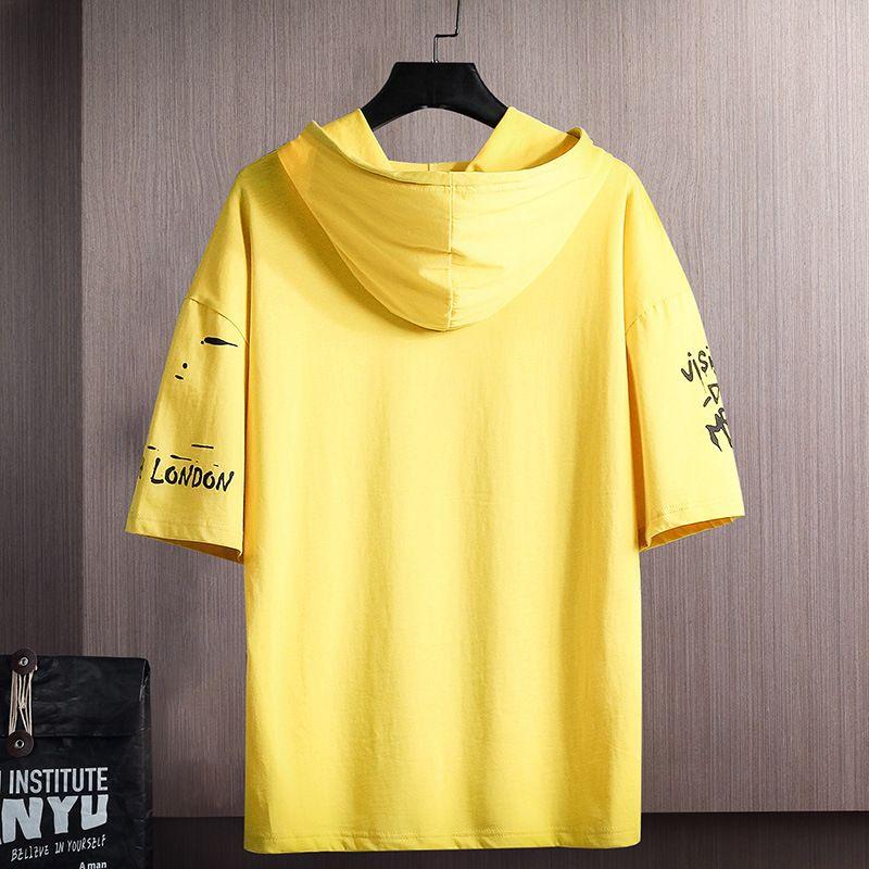 Мужская летняя рубашка с рукавом Five Points, большого размера, однотонная, свободная, с капюшоном, повседневная, с спортивными принтами, с коротким рукавом