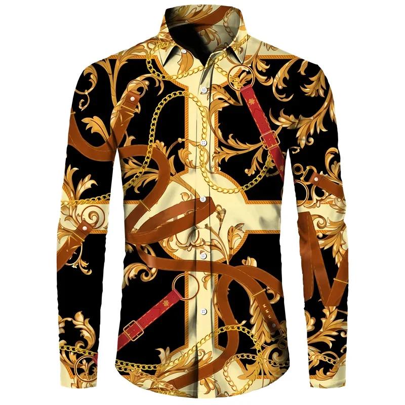 Baroque Pattern Long Sleeve Shirt, Stylish Fashion Shirt