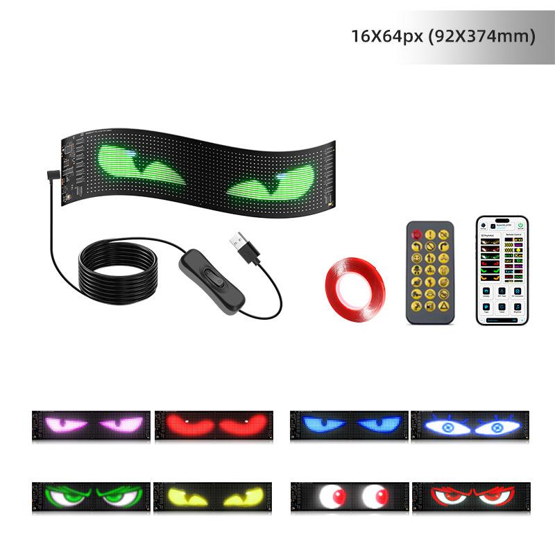 2PCS LED Devil Eye Light for Car Truck Windshield Animated LED Matrix Panel Sign Flexible Programmable Digital Display Light APP
