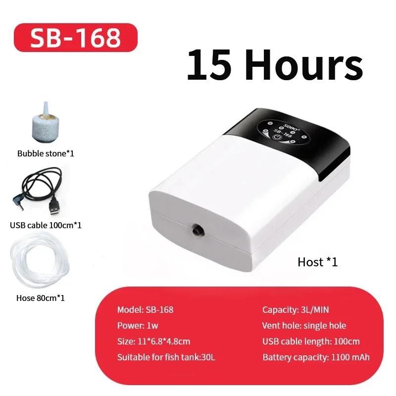 Бесшумный воздушный насос для аквариума, USB-перезаряжаемый, двухцелевой кислородный насос для аквариумов и рыбалки на открытом воздухе, аккумулятор 2200 мАч, портативный