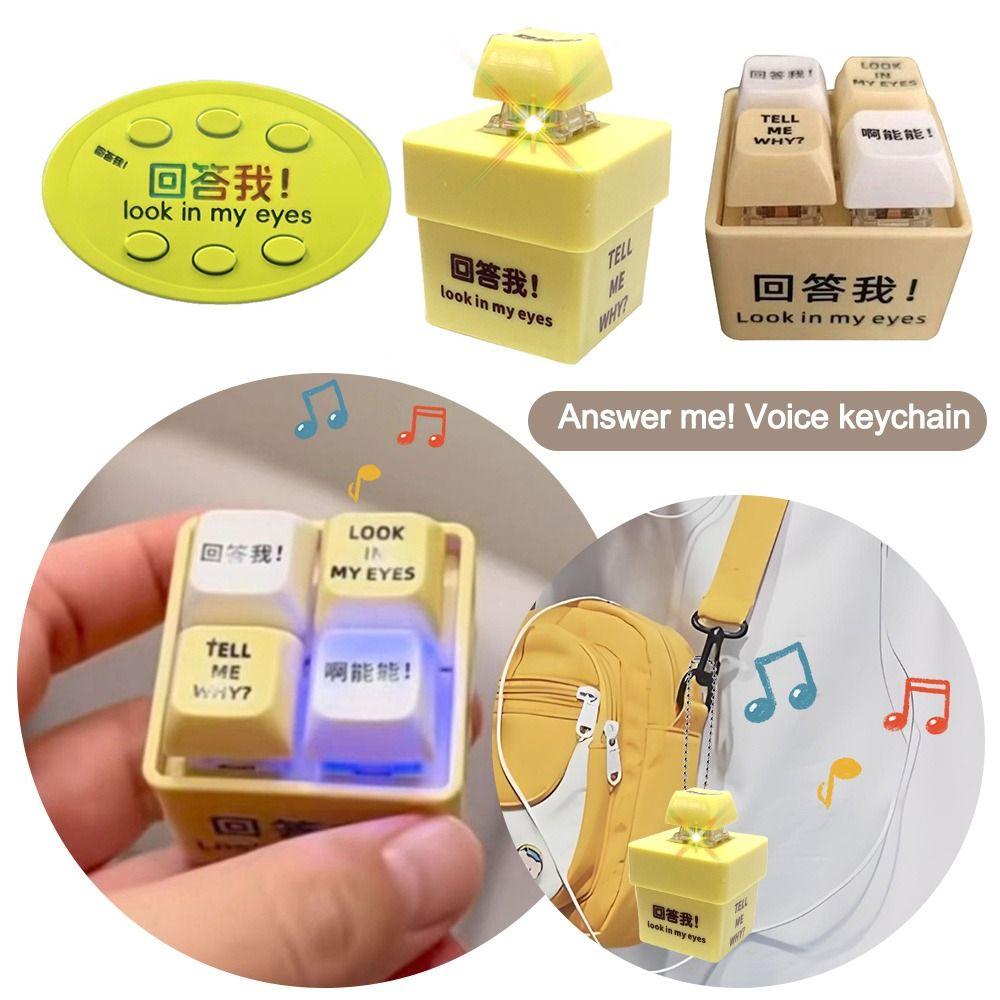 Keys Button Sound Emulator Glowing Keyboard Stress Relief Keychain Pendant Send Friends