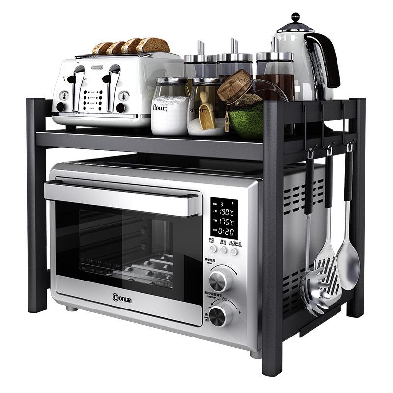 Adjustable Aluminum Kitchen Storage Rack for Condiments, Knives, and Microwave Oven