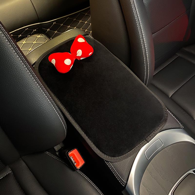 Cute Cartoon Car Pillow Red Dot Bow Universal Auto Seat Headrest Neck Waist Support Seatbelt Cover Car Accessories for Women