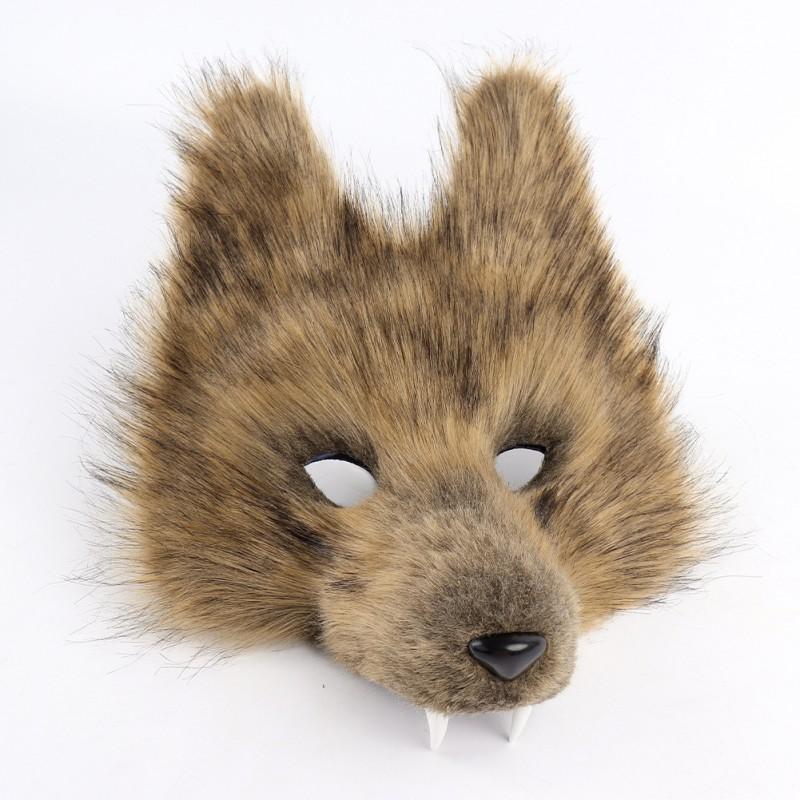 Wolf Mask Set With 3D Fangs Plush Tail Halloween Cosplay Party Costume