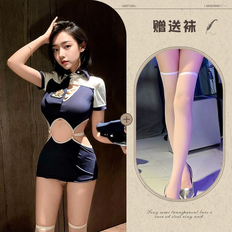 Uniform Seduction Sexy Hot Policewoman Lingerie Cosplay Free Stewardess Skinny Hip Wrap Suit