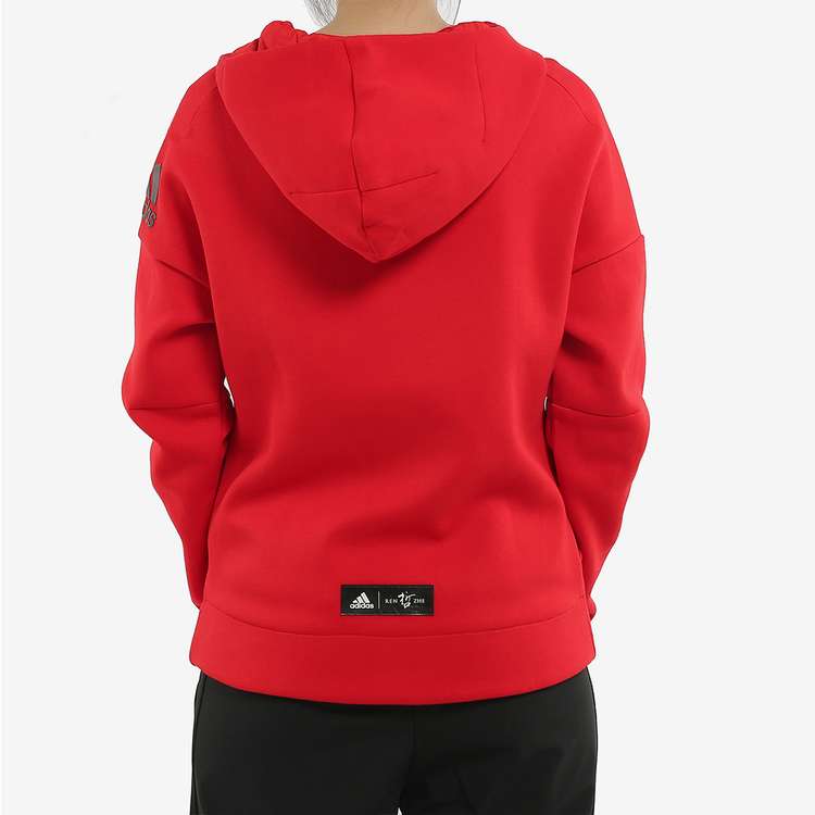 Adidas Повседневная спортивная куртка с капюшоном на молнии, женская верхняя одежда, красная EA2102