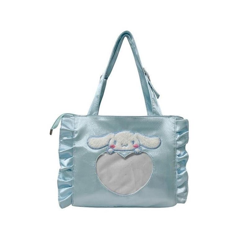 Pattern Lace Design Tote Bag With Transparent Compartment For Daily Use Girls