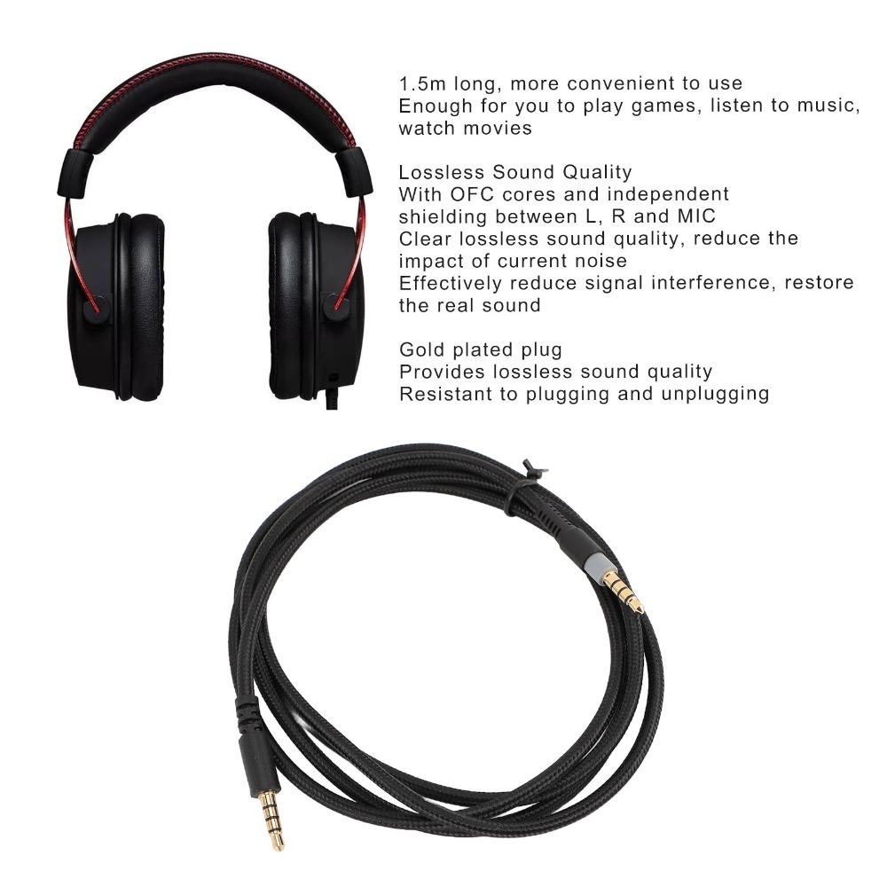 Gold Plated Plug Braided Headphone Cable for Cloud Alpha Cloud Mix Cloud Headset Sound Cable