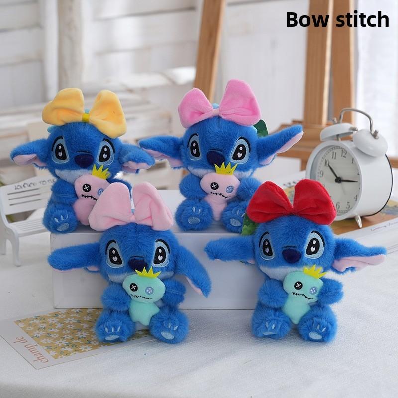 Cute Stitch Hug Doll Bow Headpiece Decor Plush Toy Pendant For Kids And Fans