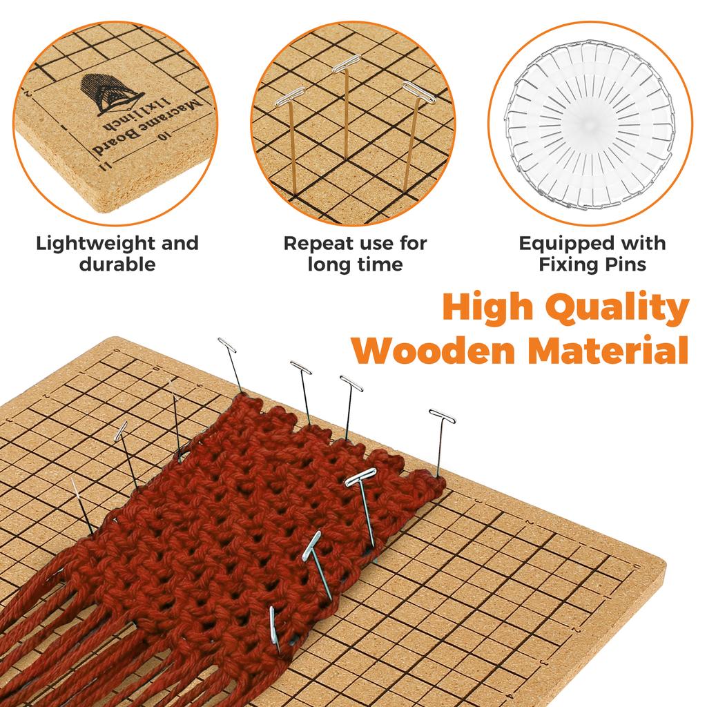 Hand Macrame Board Double Sided Gridded Macrame Mat Hand Knitting Cork Board for Braiding Bracelet DIY Project Boho Dreamcatcher