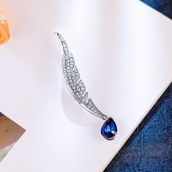 Женская брошь в форме пера, нержавеющий воротник, противоскользящая сумка, пальто, шляпа со стразами, шарф, украшение, одежда