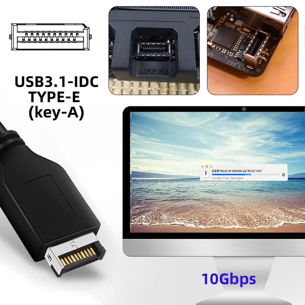 Адаптер USB 3.1 Type-E 5 Гбит/с для передней панели (IDC-разъем) и USB 3.0 20-контактный на карту PCI-E 1X Express (VL805) для настольных материнских плат