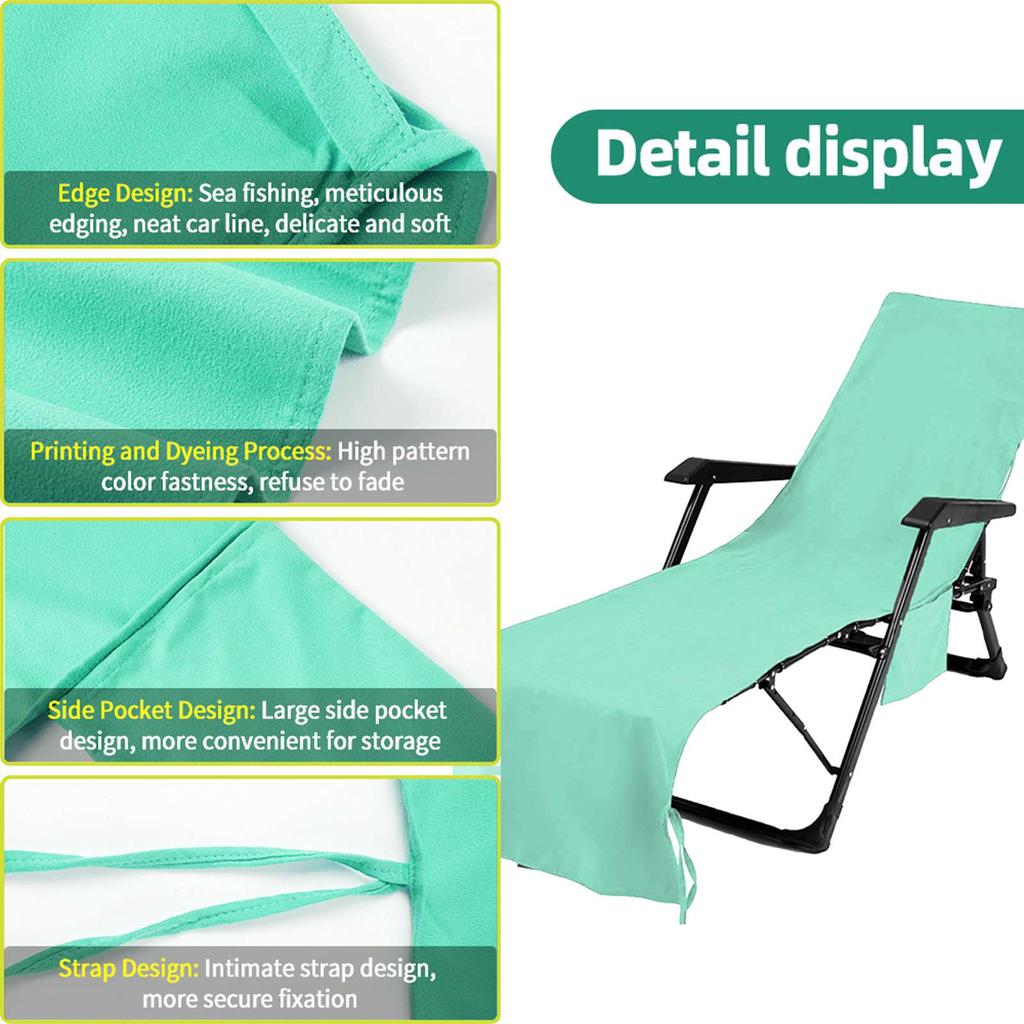 Чехол для шезлонга, пляжный чехол для шезлонга, ультратонкое волокно с карманами, очень длинные пляжные полотенца Salo