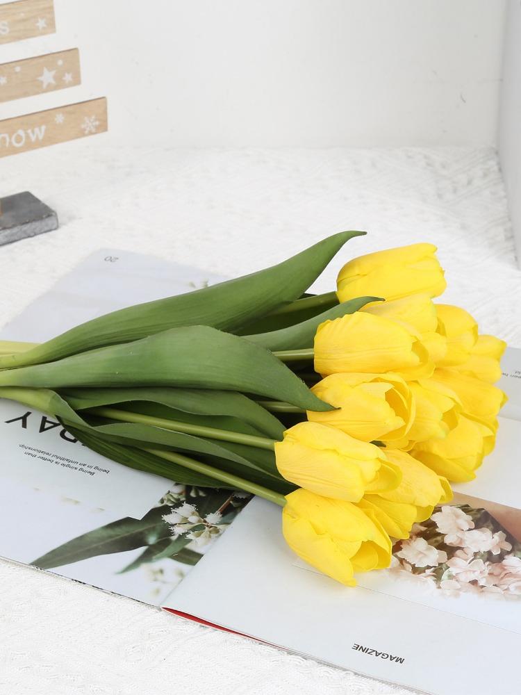 6 Pcs Tulips Artificial Flowers for Decoration Real Looking Fake Tulips Real Touch Flowers Floral Arrangements for Table Home Office Wedding Decor