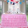 Ruffled Table Skirt 5-Tier Pleated Chiffon Tablecloth Reusable Tutu Table Skirt for Classroom Teacher