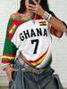 Летняя Мужская Женская Футболка с Принтом GHANA, V-образным Вырезом, Коротким Рукавом, Графическая Футболка, Майки Большого Размера, Спортивная Футболка, Фанаты Футбола