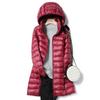 Winter  Womens Down Jackets Long Ultra Light Thin Casual Coat Puffer Jacket Slim Remove Hooded Parka