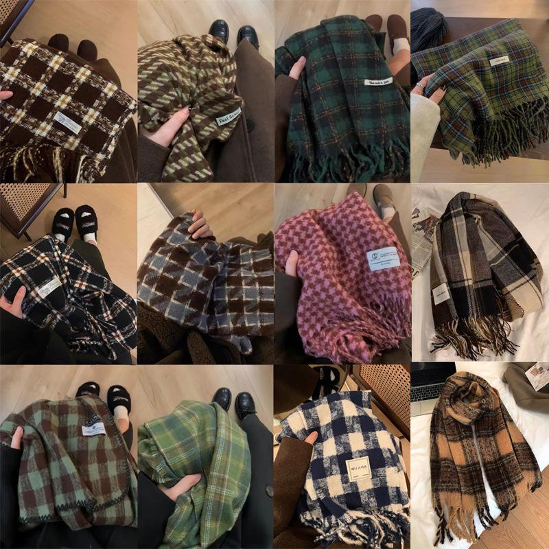 Plaid Collection~ Korean Plaid Fringed Ins Scarf Female Autumn And Winter Students Warm Atmosphere Scarf