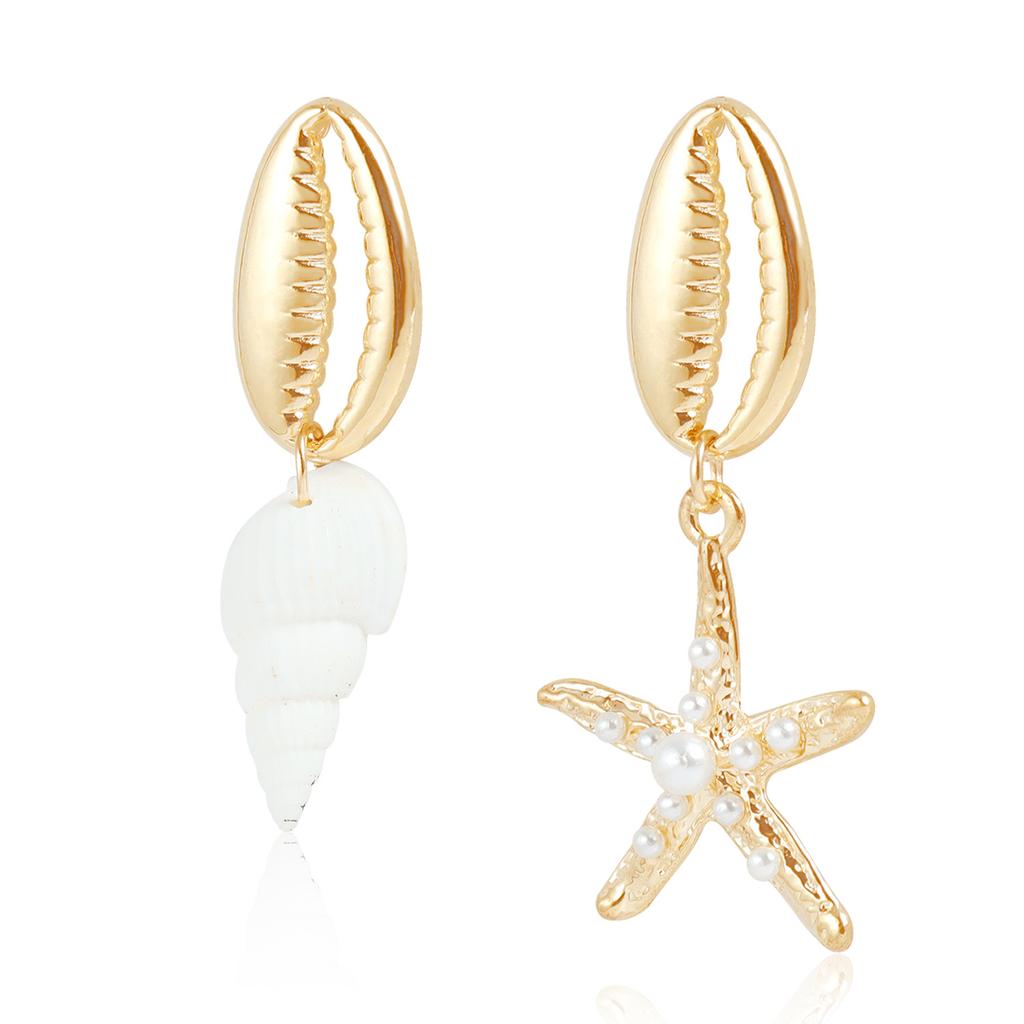 Beach Wind Simple Creative Starfish Conch Earrings Ocean Series Highlight Pearl Earrings