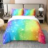 Rainbow Duvet Cover Single Galaxy Bedding Set For Boys Girls Decor Outer Space Comforter Cover Colorful Sun Moon Comforter Cover