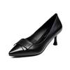 Genuine Leather Shoes Women Pointed Toe Pumps High Heels Shallow Fashion Black Work Shoe Women's Party Shoes Plus Size 33-40