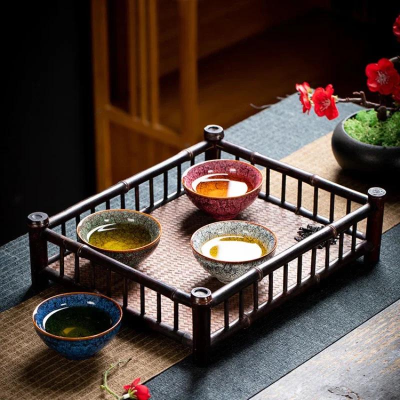 Kiln Change Four Seasons Cup Master Tea Bowl Gift Box Teacup Kung Fu Set Household Ceramic Cups Teaware Kitchen Dining Bar Home