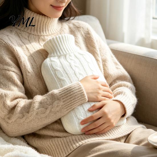 Home Use Hot Water Bag 2000ML Bottle with Knit Cover, Leakproof Rubber Menstrual Cramp Relief for Pain Relief, Winter Warm Neck, Shoulder Back