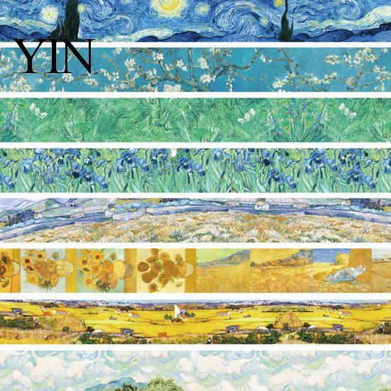 Natural Blend Washi Tape Tape, Oil Painting Decorative Masking Artist Patterns Adhesive Layering for DIY Crafts, Junk Journal, Gift Wrapping,