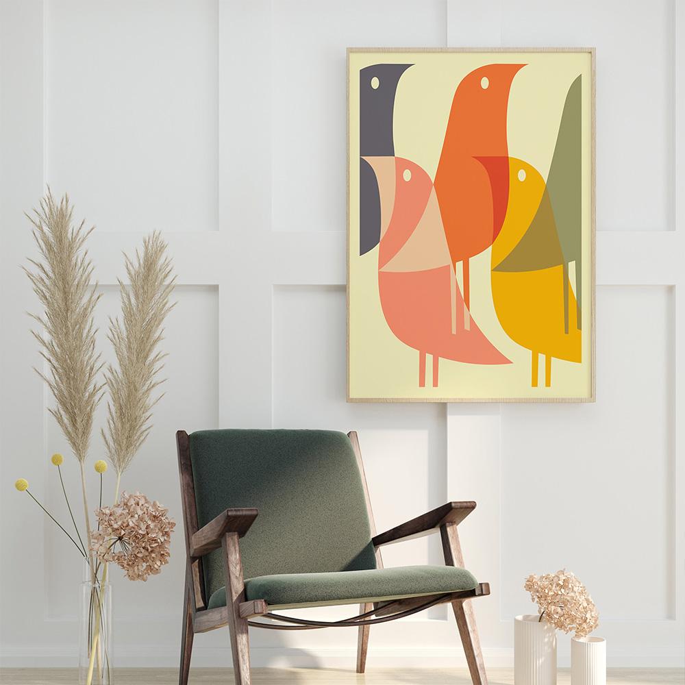 Выставка Баухауса Птица Геометрическая Абстракция Поп-культура Настенное Искусство Холст Картины Плакаты Печати Картины Для Декора Гостиной