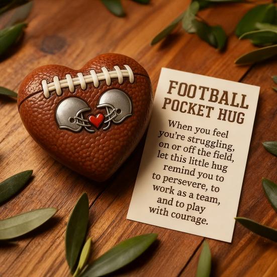 Карманный сувенир Yousheng Love Football Pocket Hug с позитивной карточкой, символизирующей эмоциональную поддержку, в форме сердца, как у бейсбольного мяча, коллекционный подарок для игроков и болельщиков.
