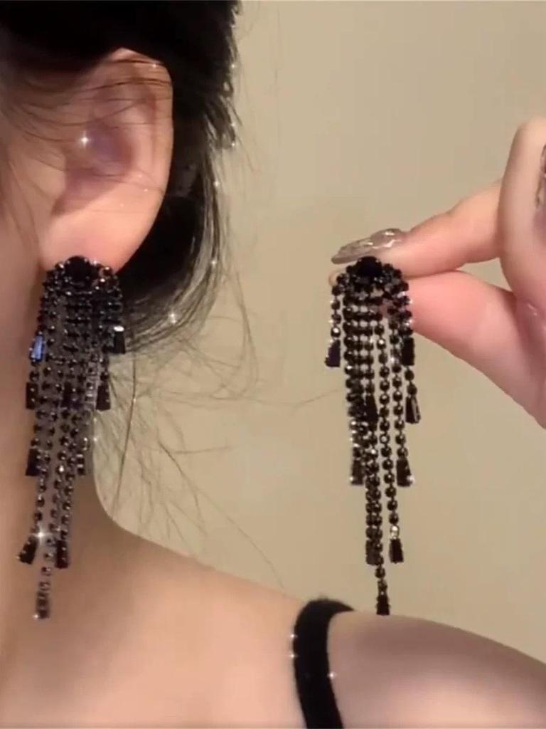 Элегантные серьги-подвески с кристаллами в форме капли воды в стиле французского двора