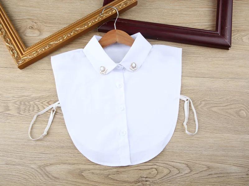 Solid Color Shirt Fake Collars for Women Cotton Detachable Collar Lapel Blouse Top Dress False Collar Neckwear Faux Col