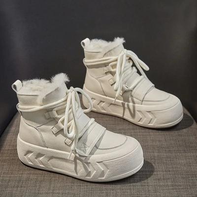 Женские зимние ботинки на толстой подошве, модные, удобные, теплые, женские хлопковые ботинки, плюшевые, повседневные, на платформе, высокие, обувь, ботинки женские