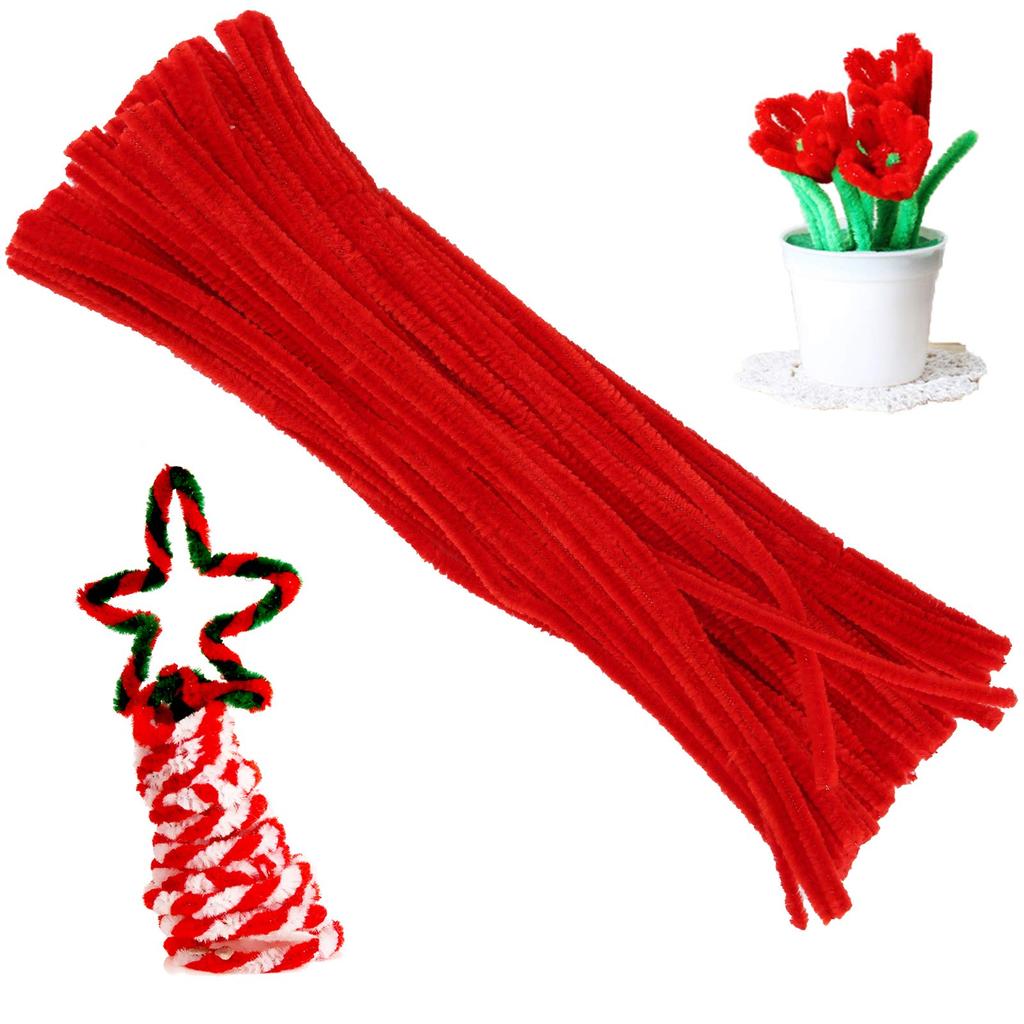 Fenrry 100PCS Pipe Cleaners Chenille Stem Solid Color Pipe Cleaners Set for Pipe Cleaners DIY Arts Crafts Decorations
