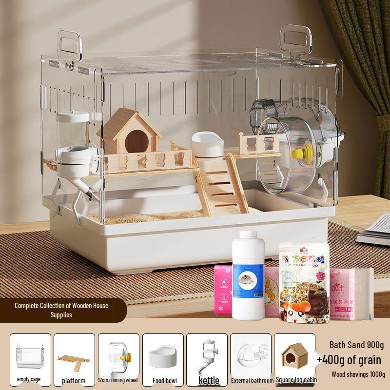 Роскошная акриловая клетка для хомяка: Большая, прозрачная, вилла с защитой от укусов для золотистых хомяков