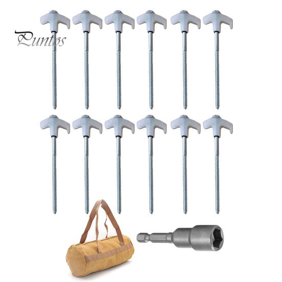 Колышки для палатки, колышки для кемпинга с сумкой для хранения, дизайн с острым наконечником, простая установка, аксессуары для поворотных гвоздей