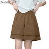 Women Casual Elastic Waist False Two-Piece Wide-Leg Shorts