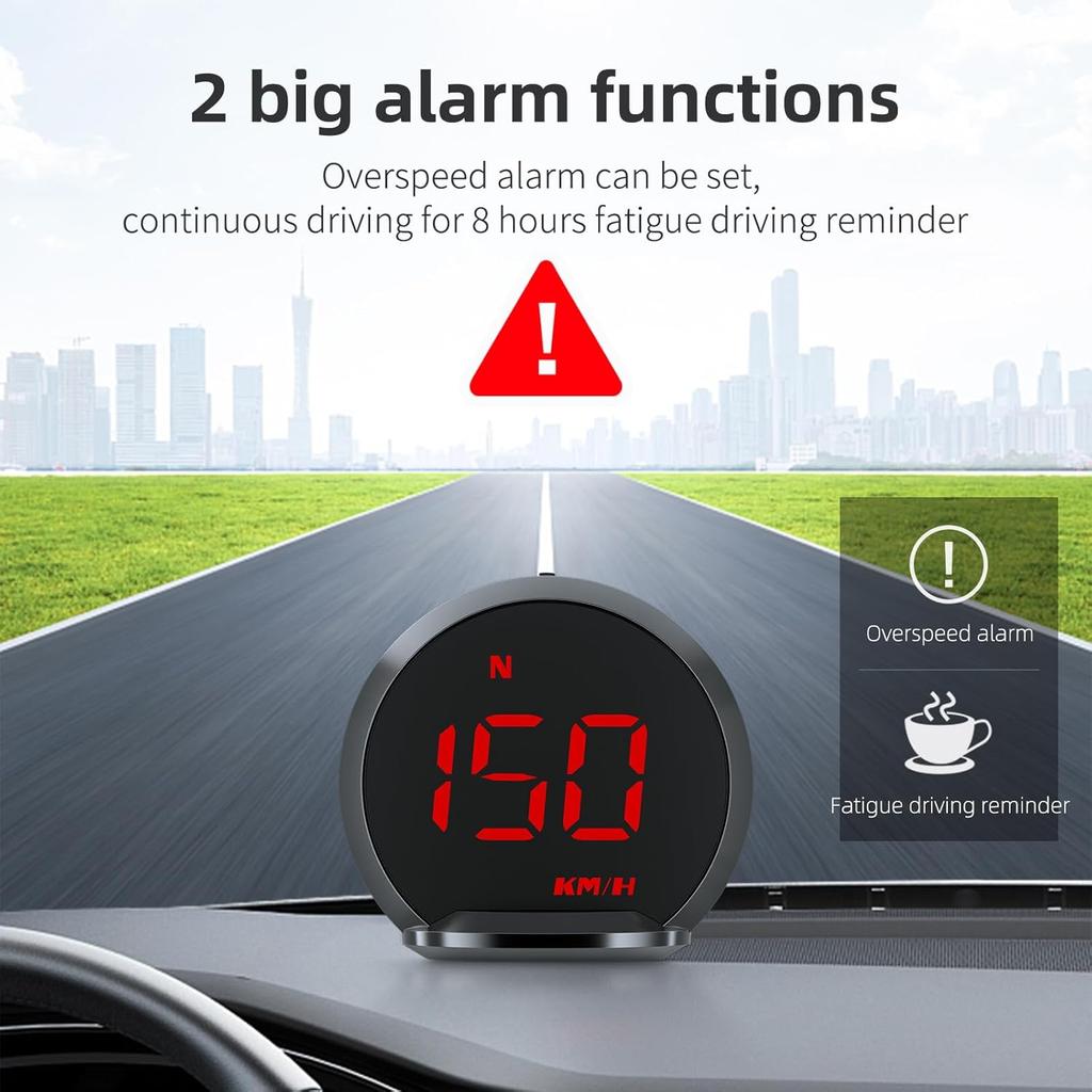 ACECAR Цифровой GPS-спидометр Новый HUD-дисплей на лобовое стекло Автомобильный ЖК-дисплей С отображением MPH Цифровая скорость Компас Направление Расстояние в пути Высота Превышение скорости